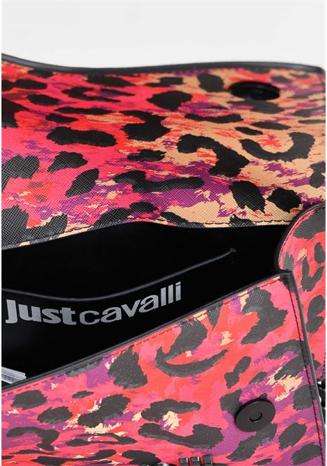 Multicolor spotted print women's bag with black and fuchsia lettering logo plaque JUST CAVALLI | 76RA4BBAZS766QT6